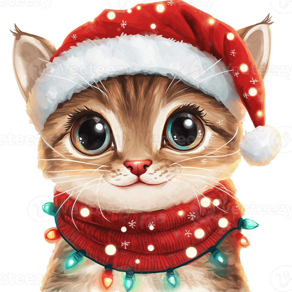 Christmas Cat isolated, merry Christmas animal illustration, xmas animal Image png
