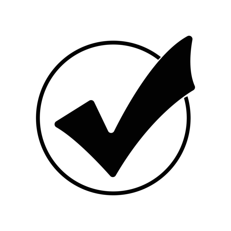 Black check icon silhouette on white background vector