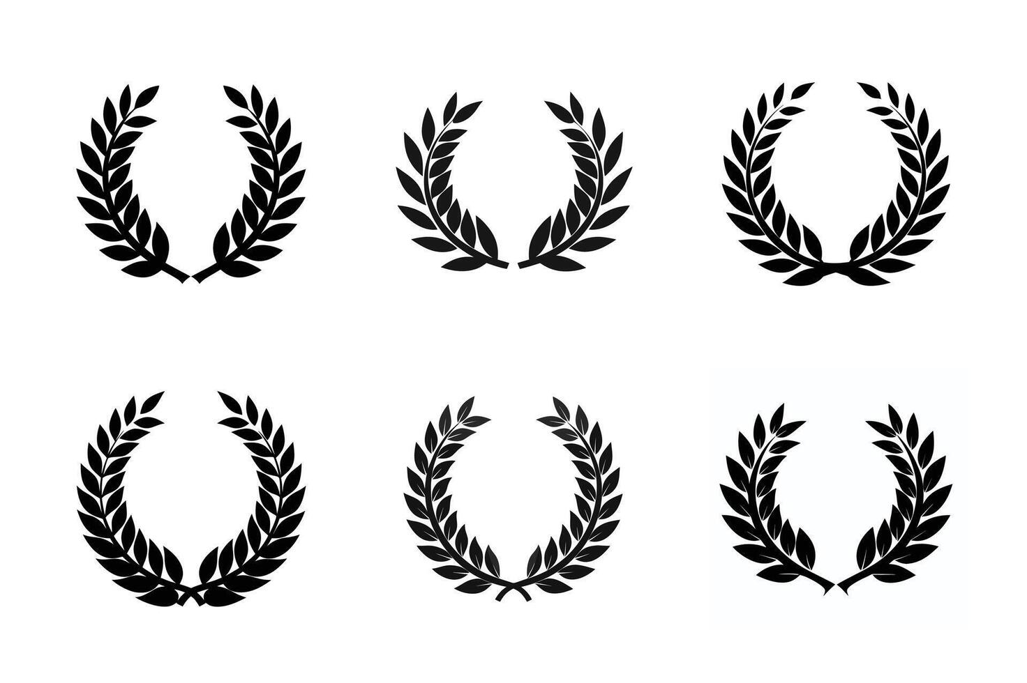 Laurel wreath icon set. silhouettes ornament vector