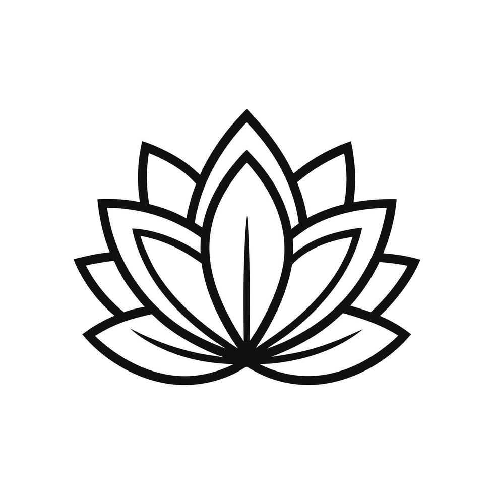 Line art illustration of a stylized lotus flowe vector