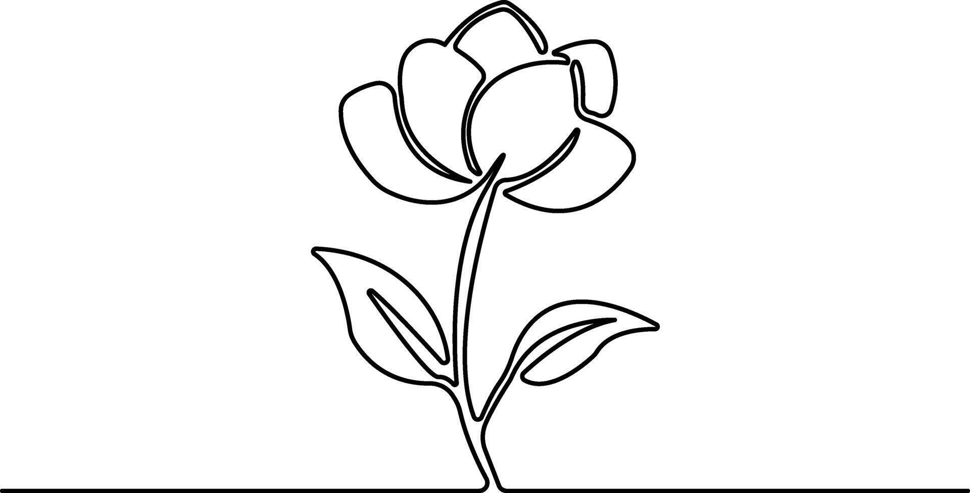 Abstract flower in continuous line art drawing style vector