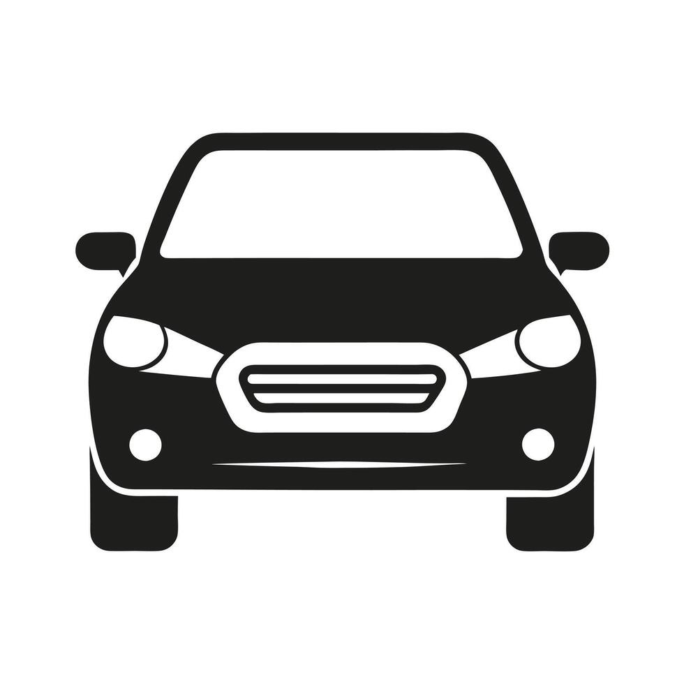 Front view of a modern car icon designed for use in automotive graphics and web application elegant simple vector