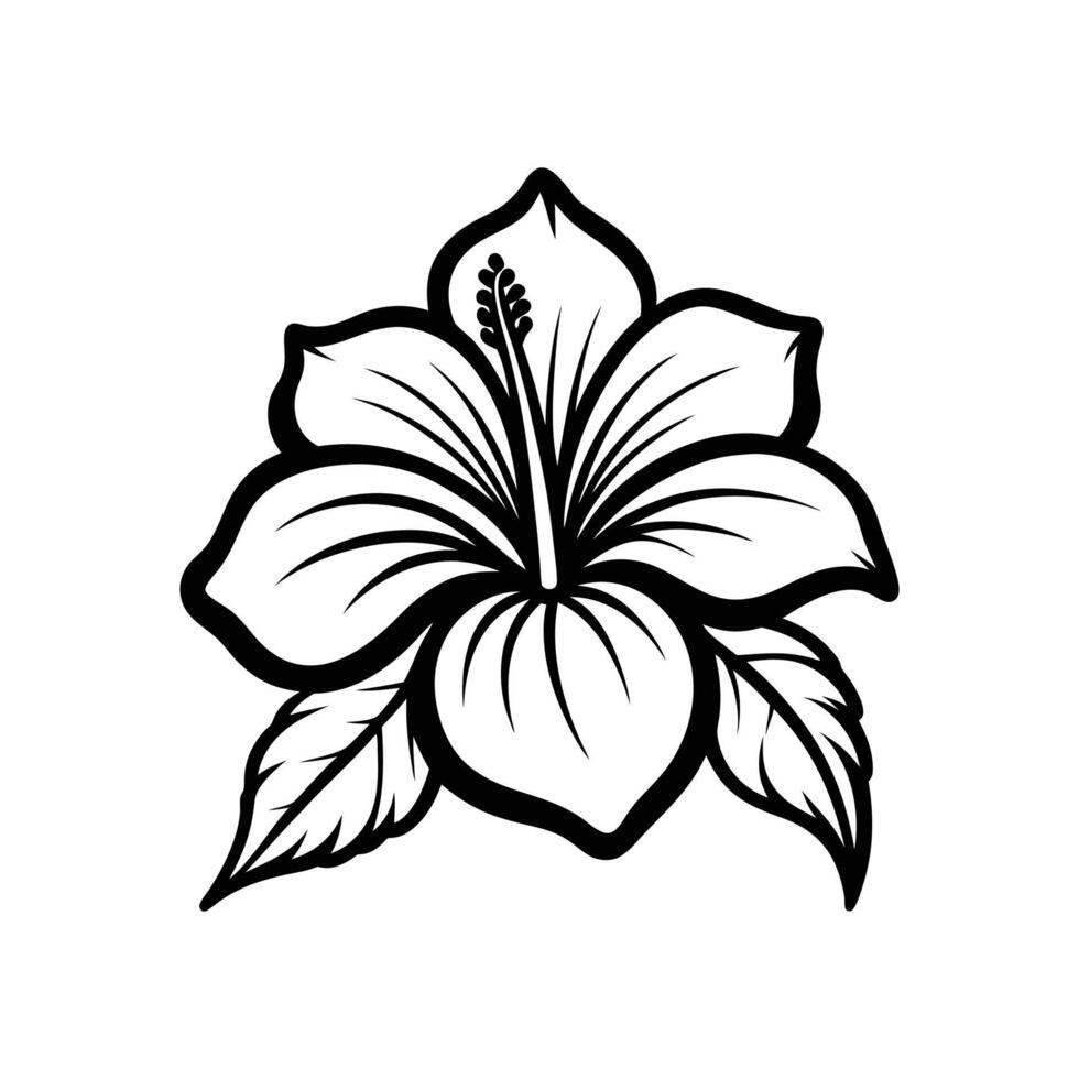 A hibiscus flower line art art vector