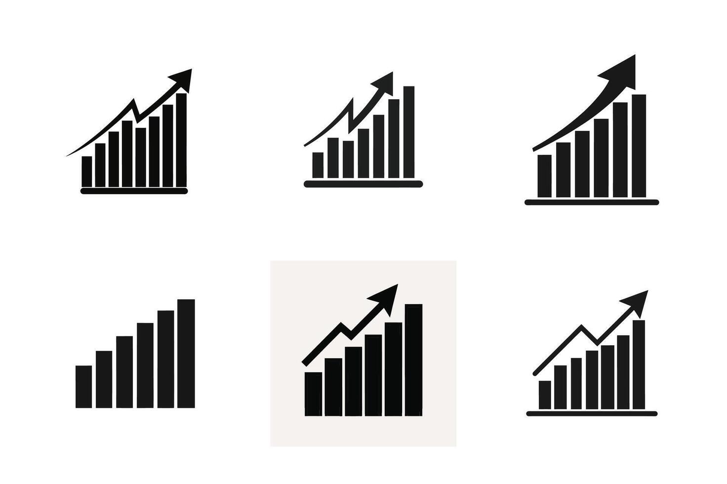 Growing graph simple icons set. illustration vector