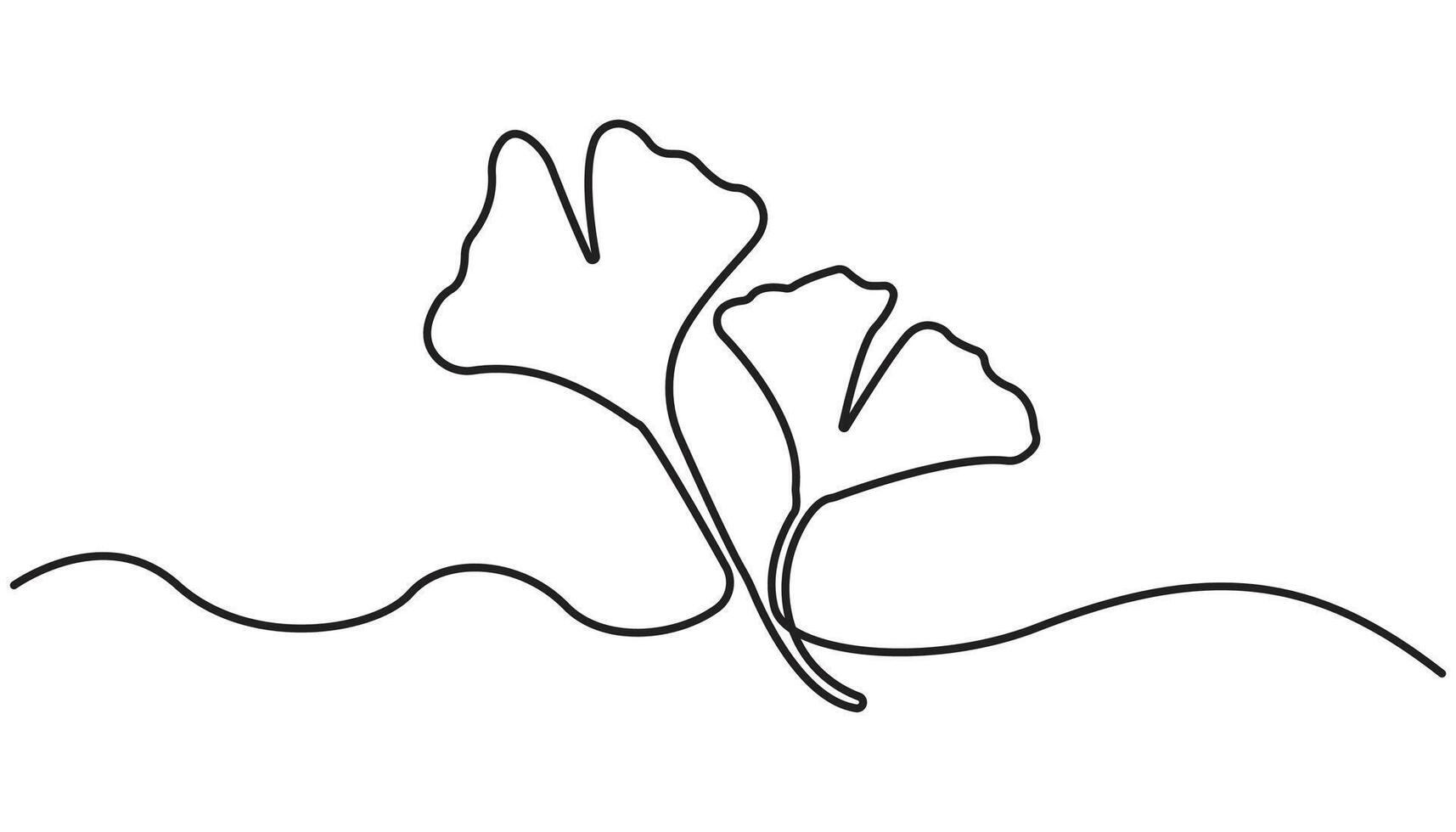 Ginkgo Leaf Continuous Line Drawing vector