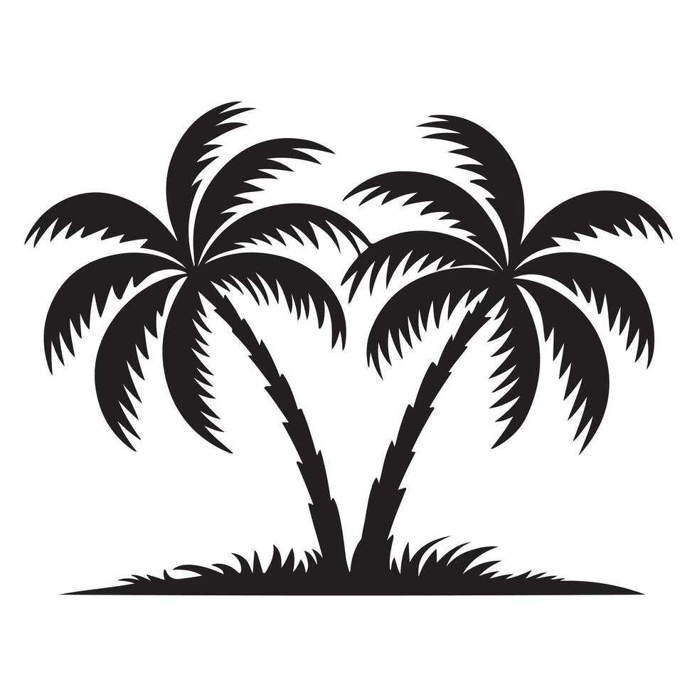 A simple yet elegant depiction of a lone coconut tree standing tall and graceful. vector