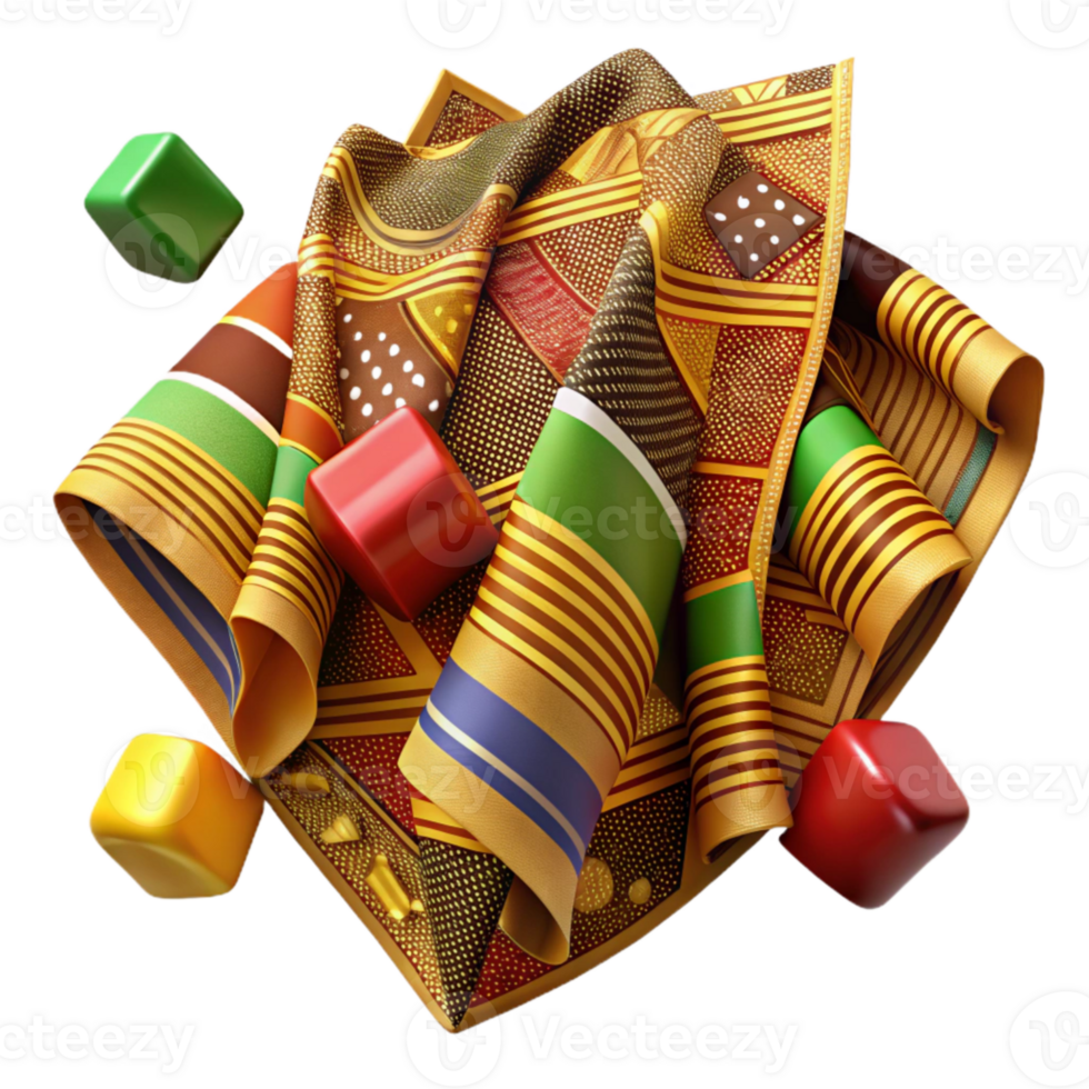 wonderful traditional African Kente Cloth Textile Pattern Transparent Background authentic png