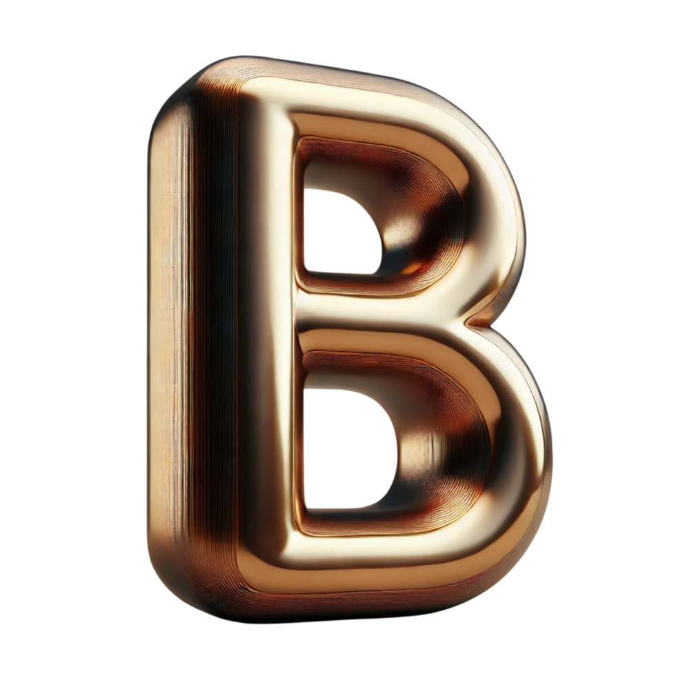The letter B in the form of a shiny and elegant gold 3D artwork png