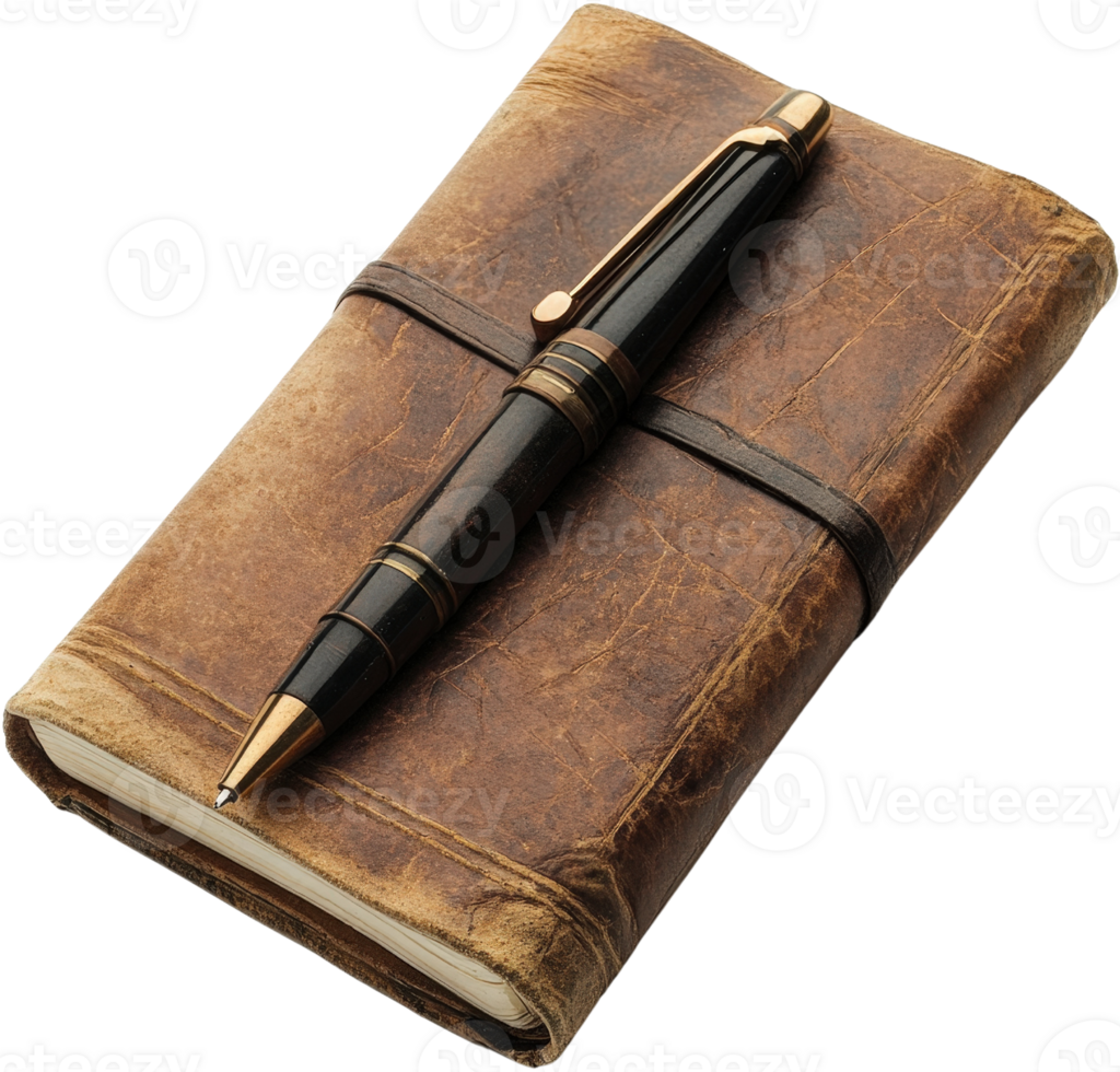 Vintage notebook with pen png