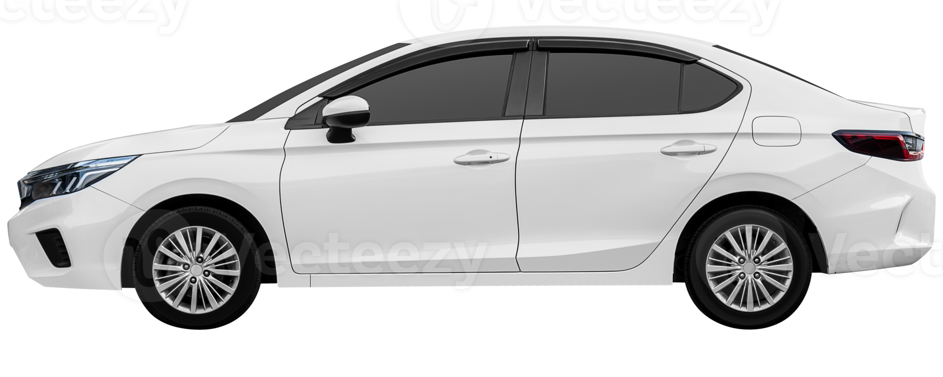 Side view white sedan car png