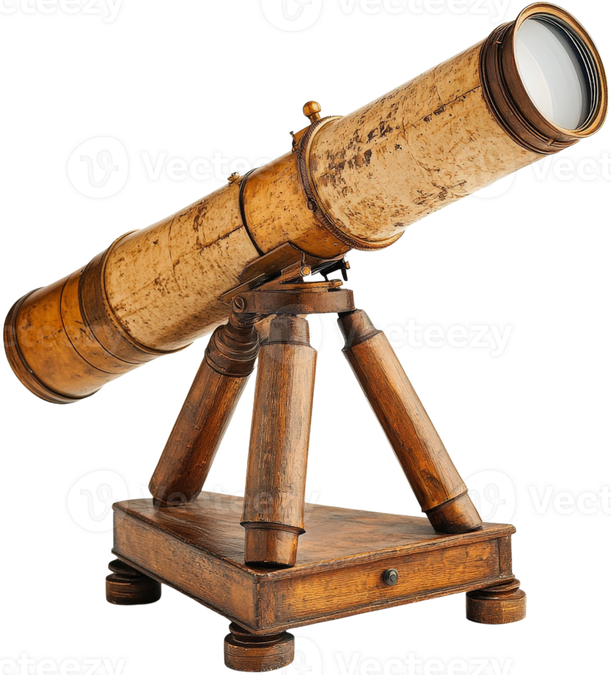 telescope on wooden stand png