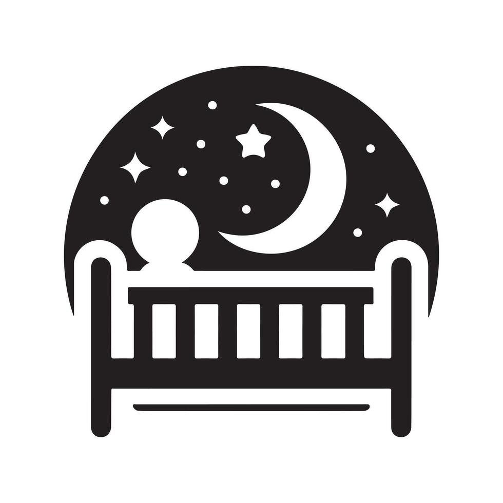 Classic Toddler Bed Black Silhouette vector