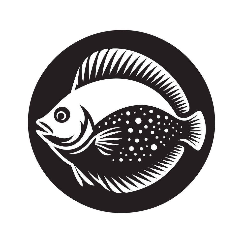 Flounder Fish Black Silhouette for Print Design vector