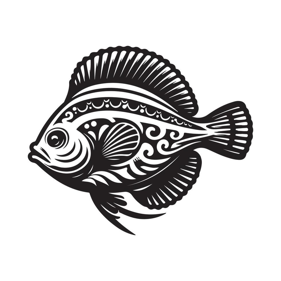 Flounder Fish Silhouette for Graphic Design vector