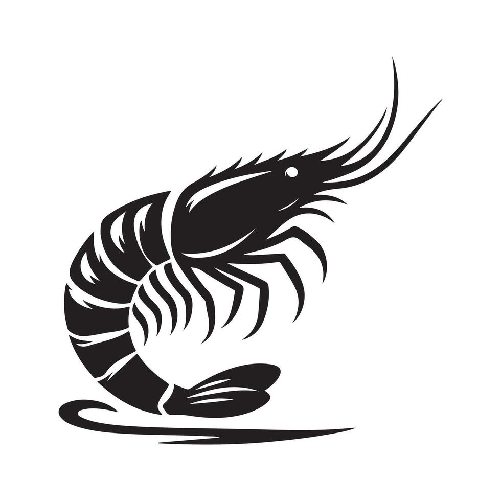 Black Shrimp Silhouette for Print vector