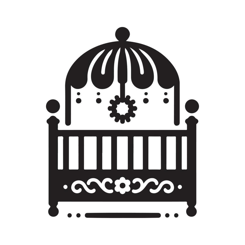 Toddler Bed Black Silhouette Design vector