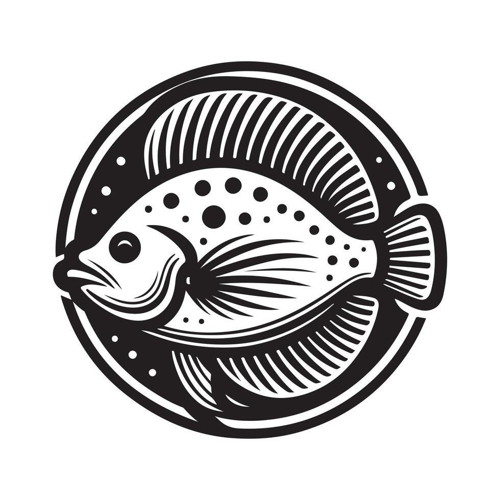 Flounder Fish Silhouette for Web Design vector