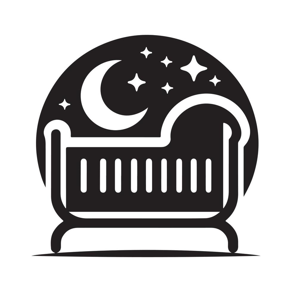 Crisp Toddler Bed Black Silhouette vector