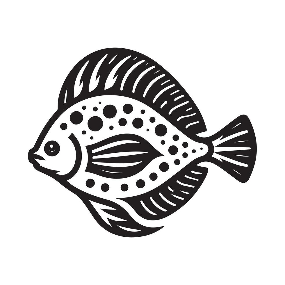 High-Resolution Flounder Fish Black Silhouette vector