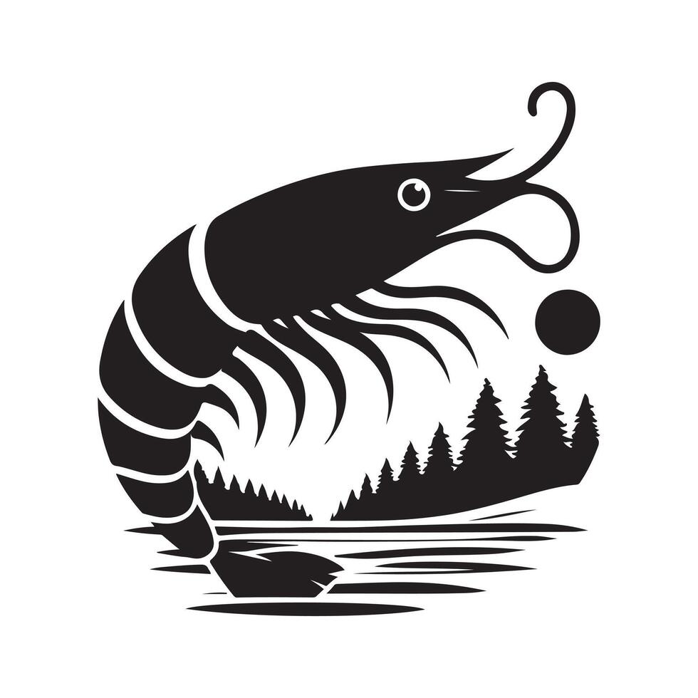 Seafood Shrimp Silhouette Collection vector