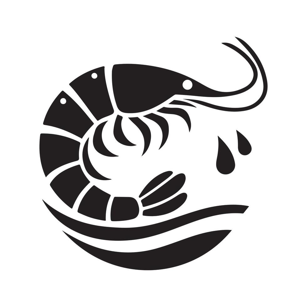 Shrimp Black Silhouette for Packaging vector