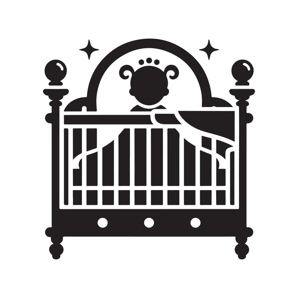Toddler Bed Silhouette for Logos vector