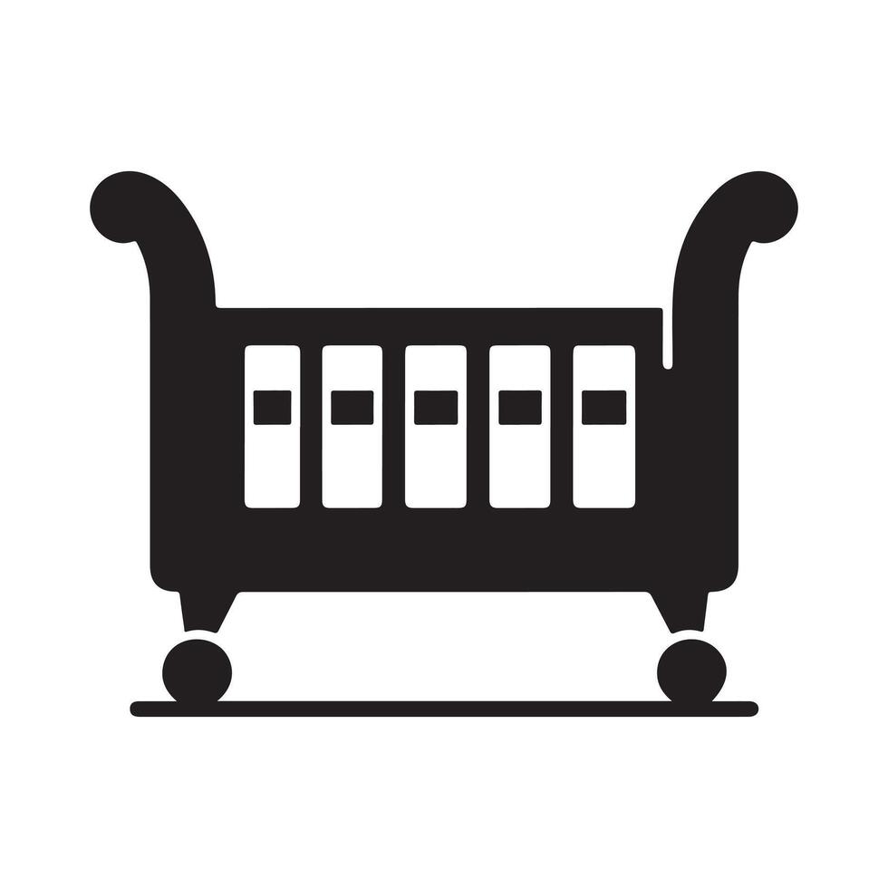 Toddler Bed Silhouette for Print Use vector