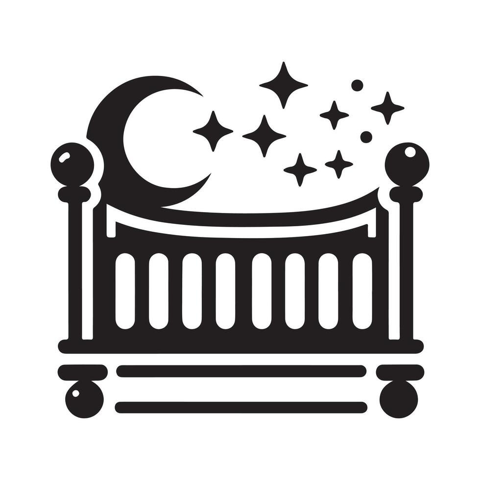 High Resolution Toddler Bed Silhouette vector