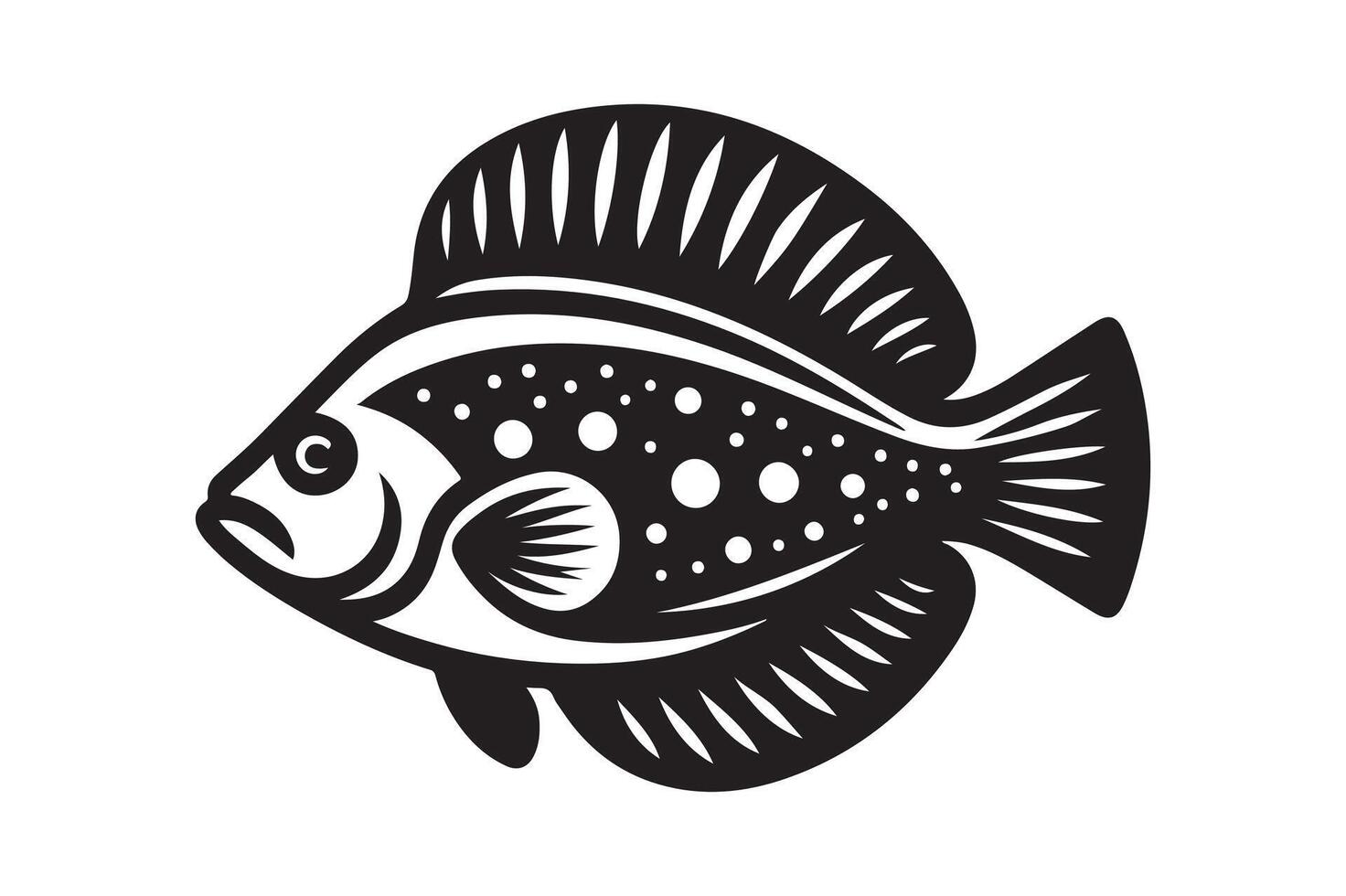 Minimalistic Flounder Fish Black Silhouette vector