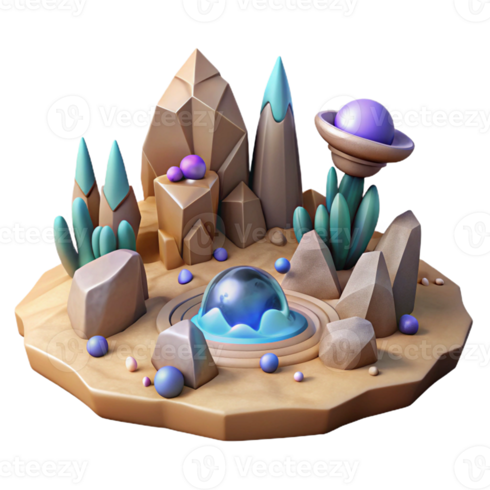 dramatic classic Alien Desert with Rock Formations Isolated for Game Assets exclusive png