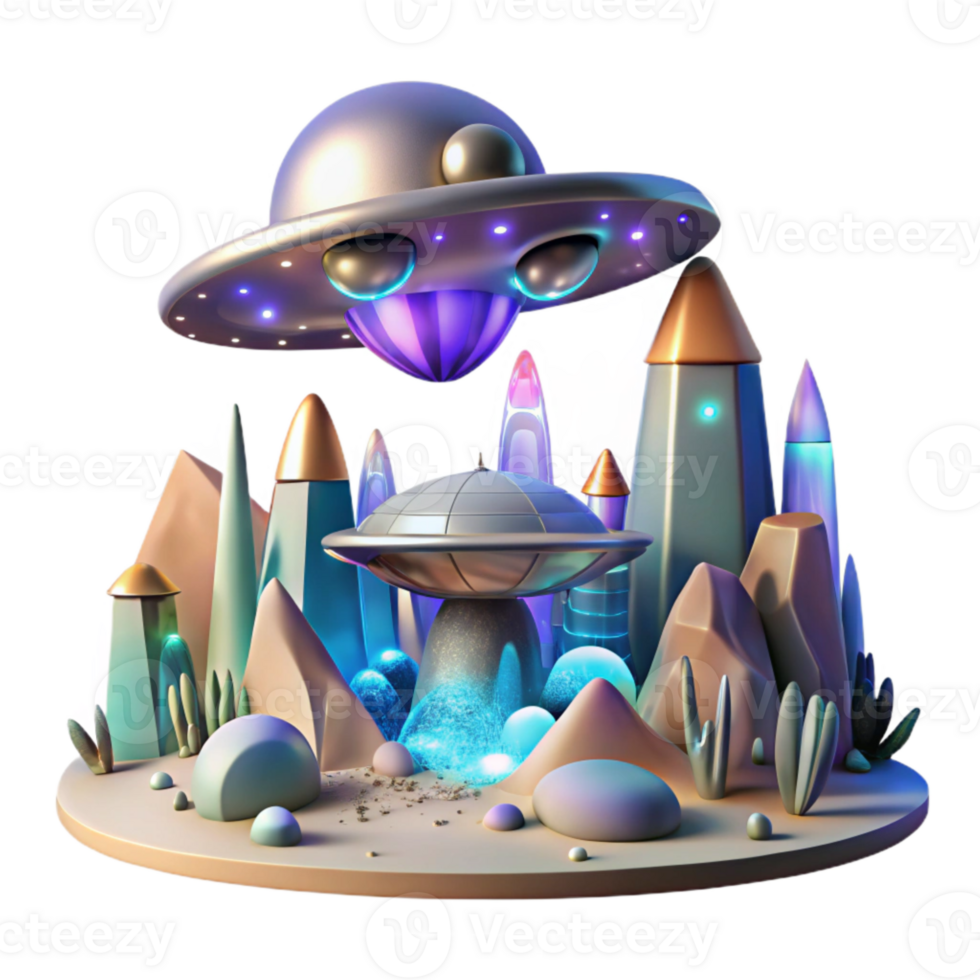 extraordinary abstract Alien Landscape with Alien Artifacts Transparent for Scifi Projects exclusive png