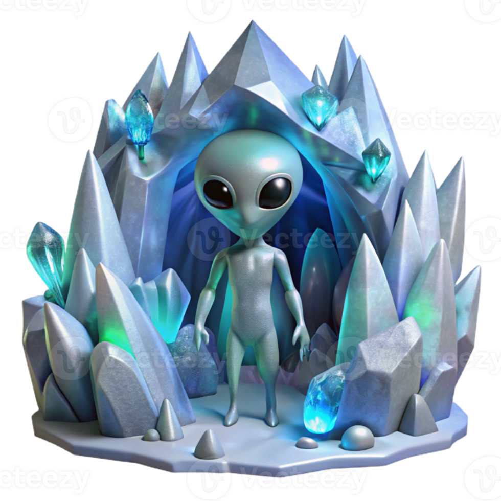 vibrant rustic Alien Ice Cave Transparent Background for Fantasy Illustrations original png