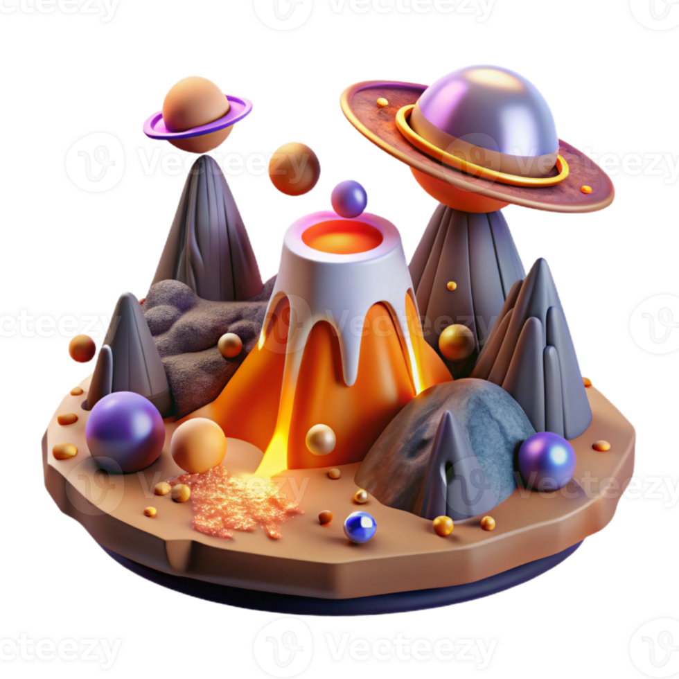 stunning rustic Alien Landscape with Lava Flow Cutout for Scifi Posters png