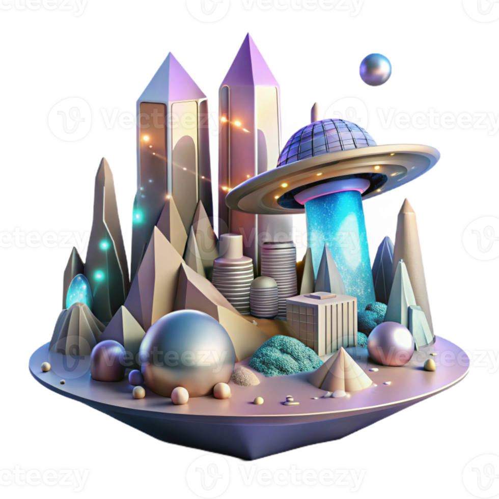 magnificent abstract Alien Landscape with Alien Artifacts Transparent for Scifi Projects high quality png
