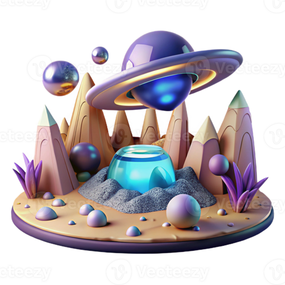 elegant artistic Alien Landscape with Energy Field Cutout for Scifi Posters high quality png