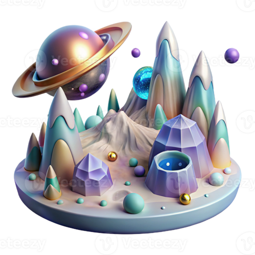 extraordinary artistic Alien Landscape with Meteor Impact Transparent for Web Design png