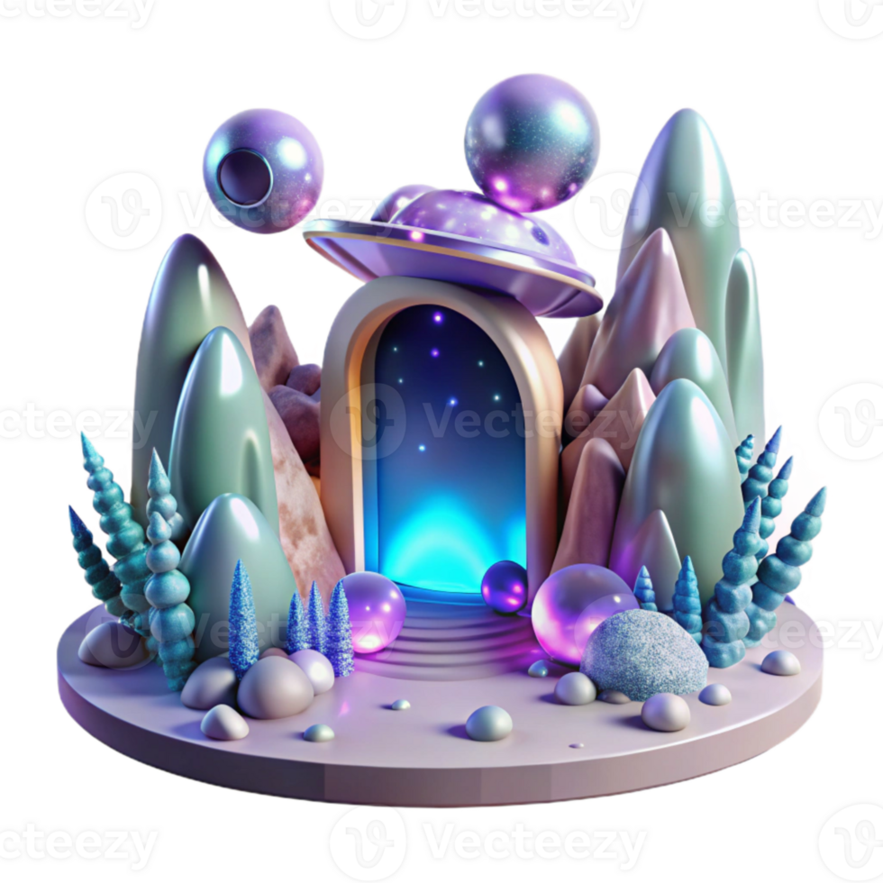 serene rustic Alien Landscape with Portal Transparent for Scifi Projects exclusive png