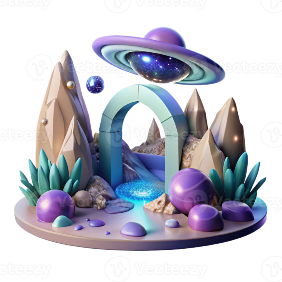 elegant classic Alien Landscape with Portal Transparent for Scifi Projects genuine png
