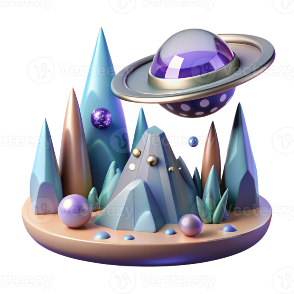 elegant traditional Alien Landscape with Spaceship Transparent for Scifi Scenes professional png