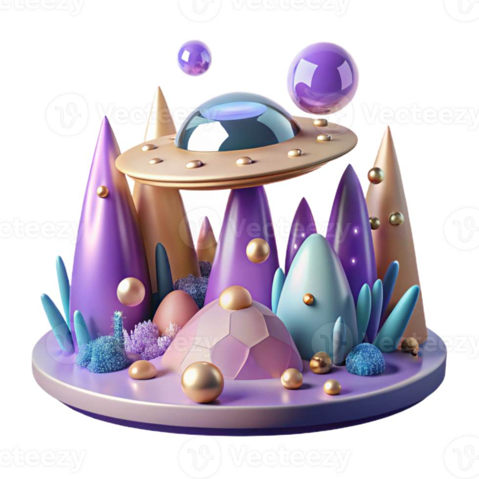 stunning rustic Alien Landscape with Spaceship Transparent for Scifi Scenes premium png
