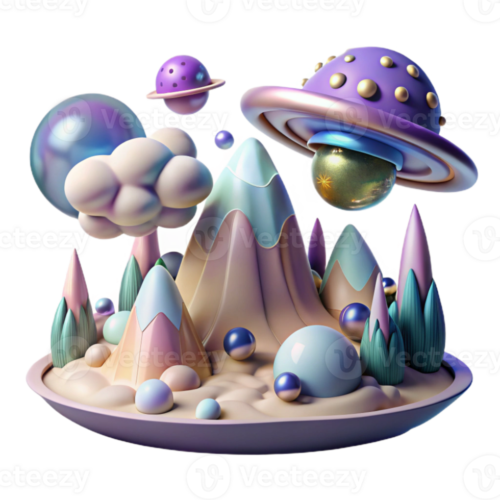 elegant classic Alien Landscape with Strange Clouds Transparent for Web Design high resolution png