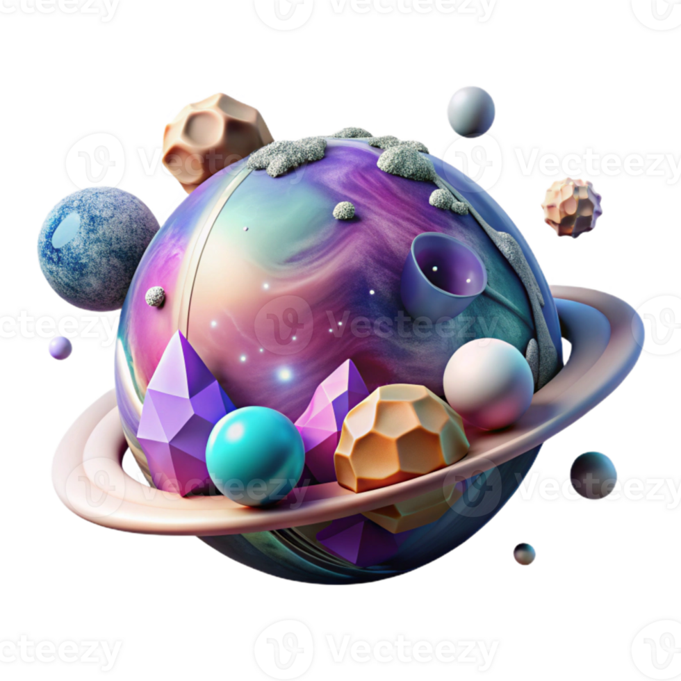 serene traditional Alien Planet with Nebula Background Transparent for Space Exploration detailed png