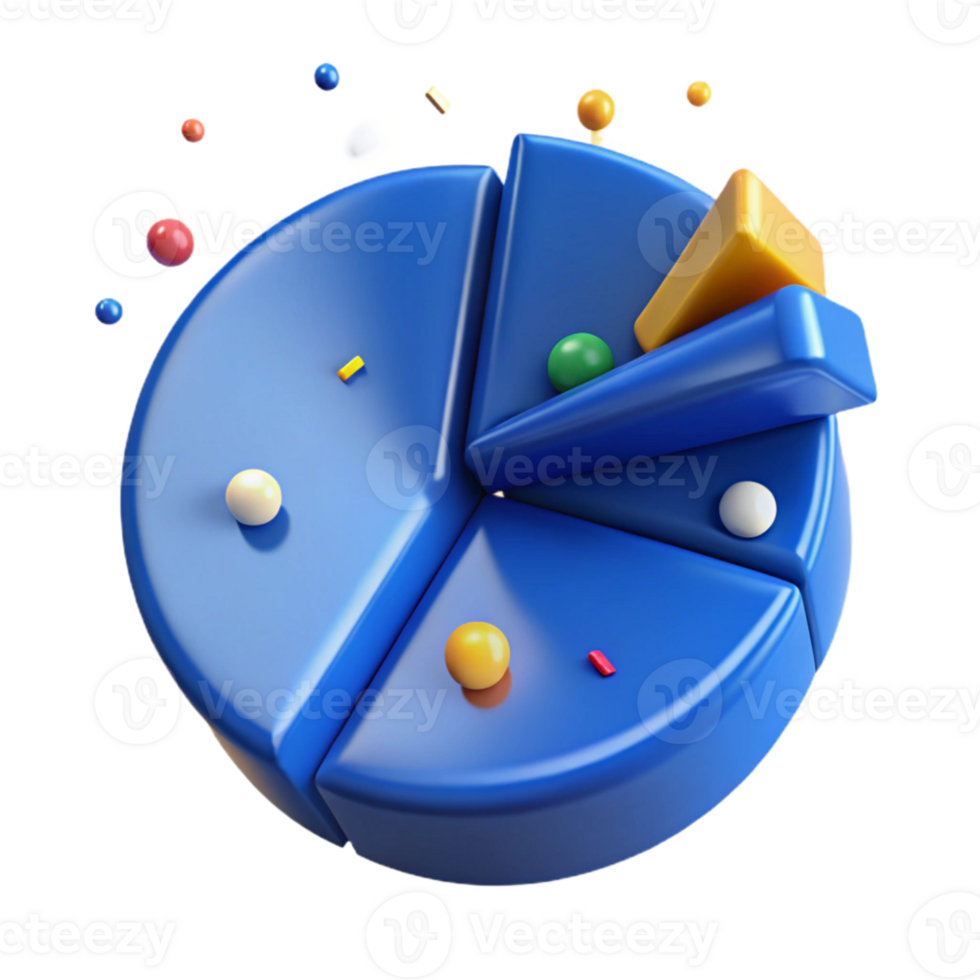wonderful classic Blue Pie Chart with Segments Isolated for Business Data exclusive png
