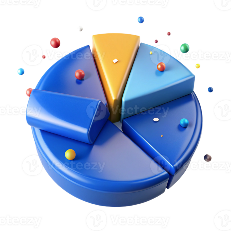 vibrant classic Blue Pie Chart with Segments Isolated for Business Data exclusive png