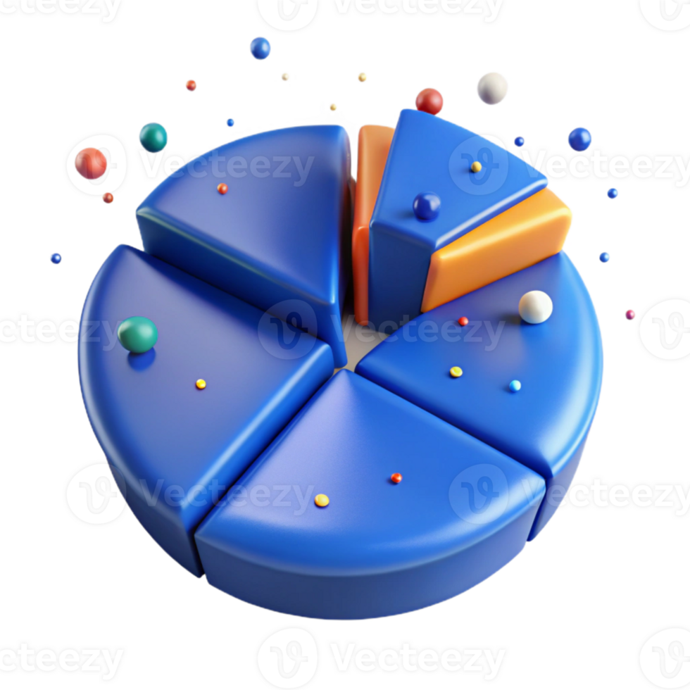 impressive creative Blue Pie Chart with Segments Isolated for Business Data png