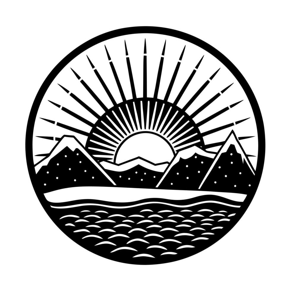 Laurel Sunrise Black Element for Badges and Emblems vector