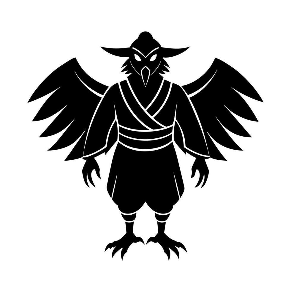 Japanese Warrior Tengu Silhouette Art vector
