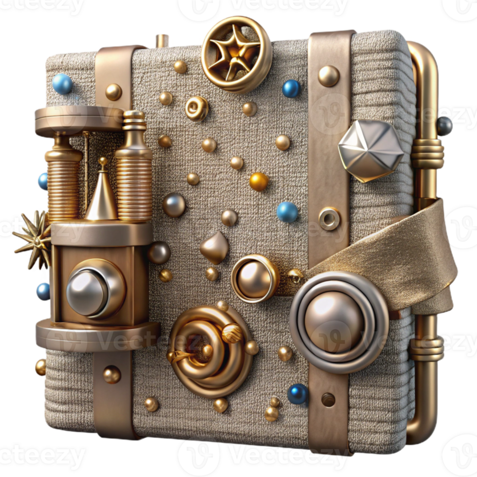 stunning classic Canvas Texture with Metal Industrial Look Isolated for Steampunk Projects exclusive png