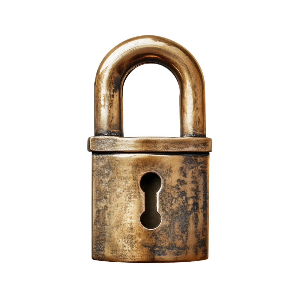 Antique Style Padlock Icon Representing Security and Trust for Protection and Safe Keeping of Valuables png