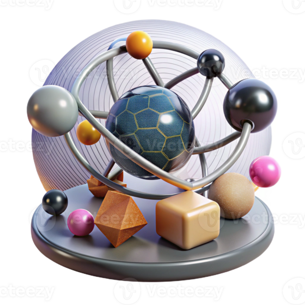 stunning artistic Carbon Atom Structure with Electrons Transparent for Molecular Science high quality png